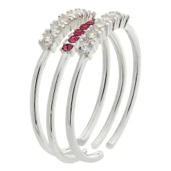 Sparkle Allure Birthstone Womens Red Cubic Zirconia Pure Silver Over Brass Ring Set