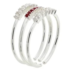 Sparkle Allure Birthstone Womens Red Cubic Zirconia Pure Silver Over Brass Ring Set