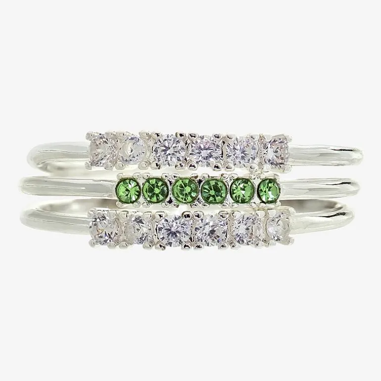 Sparkle Allure Birthstone Womens Red Cubic Zirconia Pure Silver Over Brass Ring Set