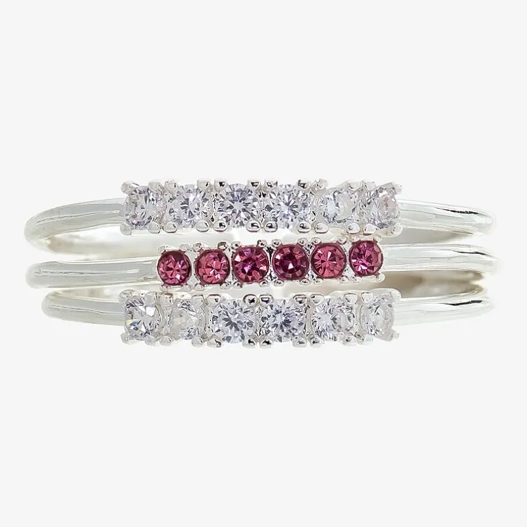 Sparkle Allure Birthstone Womens Red Cubic Zirconia Pure Silver Over Brass Ring Set