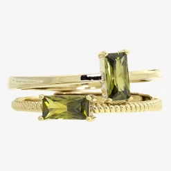Sparkle Allure Birthstone Womens Red Cubic Zirconia 14K Gold Over Brass Ring Set