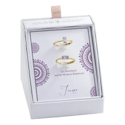 Sparkle Allure Birthstone Womens Red Cubic Zirconia 14K Gold Over Brass Ring Set