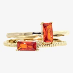 Sparkle Allure Birthstone Womens Red Cubic Zirconia 14K Gold Over Brass Ring Set