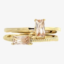 Sparkle Allure Birthstone Womens Red Cubic Zirconia 14K Gold Over Brass Ring Set