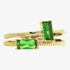 Sparkle Allure Birthstone Womens Red Cubic Zirconia 14K Gold Over Brass Ring Set
