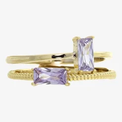 Sparkle Allure Birthstone Womens Red Cubic Zirconia 14K Gold Over Brass Ring Set