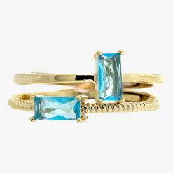 Sparkle Allure Birthstone Womens Red Cubic Zirconia 14K Gold Over Brass Ring Set