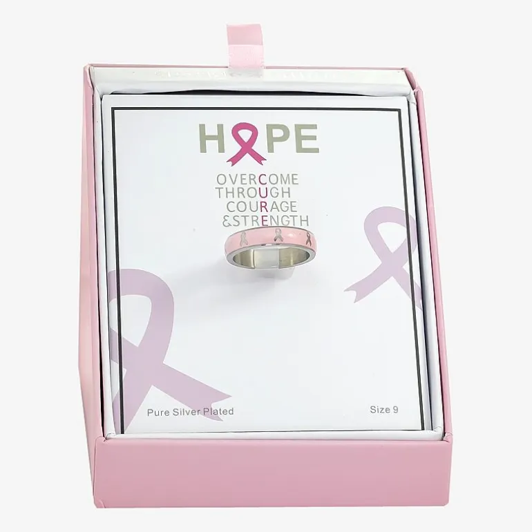 Sparkle Allure Breast Cancer Awareness Womens 5MM Stainless Steel Band