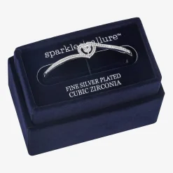 Sparkle Allure Bypass Womens Cubic Zirconia Pure Silver Over Brass Heart Bangle Bracelet