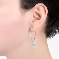 Sparkle Allure Charm Drop Womens Crystal 41.9mm Hoop Earrings