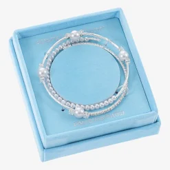 Sparkle Allure Coil Womens Cubic Zirconia Simulated Pearl Pure Silver Over Brass Round Tennis Bracelet