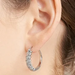 Sparkle Allure Diamond Accent Silver Over Brass Curved Hoop Earrings