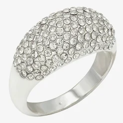 Sparkle Allure Dome Womens 3.5MM Crystal Pure Silver Over Brass Cluster Band