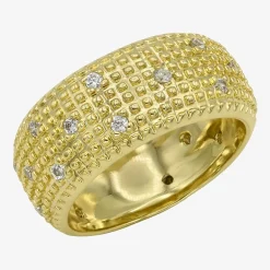 Sparkle Allure Dome Womens 9.5MM Cubic Zirconia 14K Gold Over Brass Band