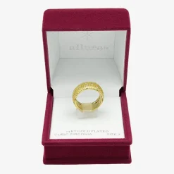 Sparkle Allure Dome Womens 9.5MM Cubic Zirconia 14K Gold Over Brass Band