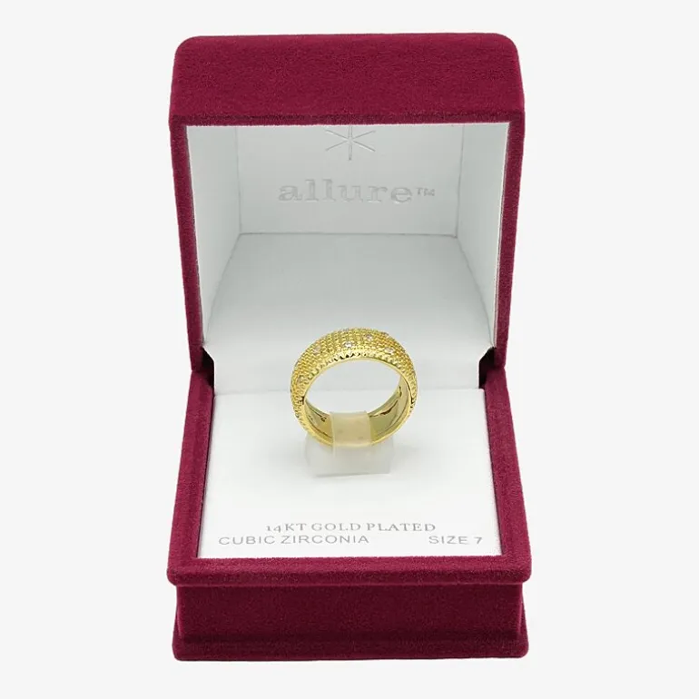 Sparkle Allure Dome Womens 9.5MM Cubic Zirconia 14K Gold Over Brass Band