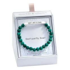 Sparkle Allure Empowerment Imperial Jasper Womens Blue Bar Beaded Bracelet
