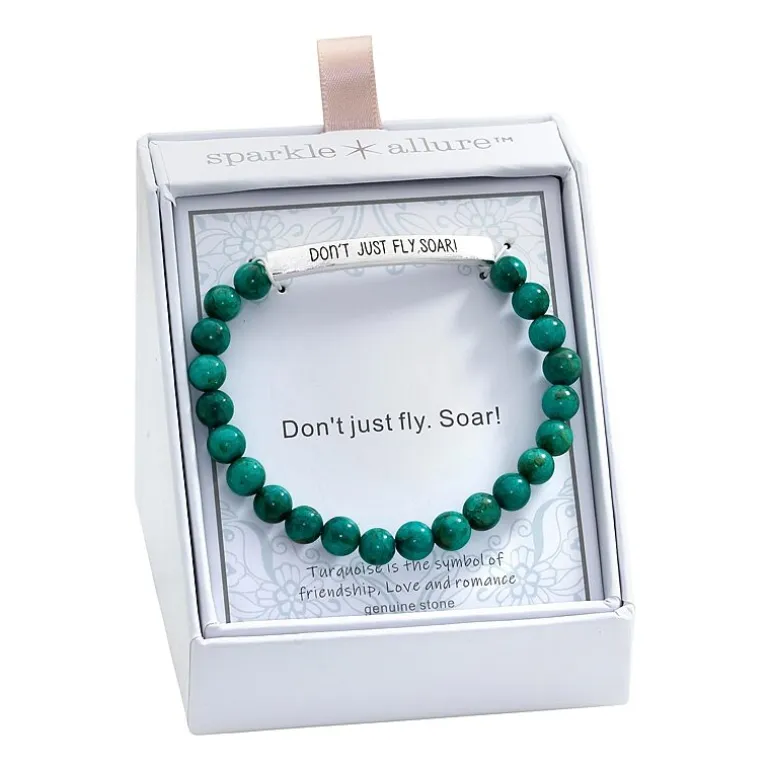 Sparkle Allure Empowerment Imperial Jasper Womens Blue Bar Beaded Bracelet