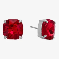 Sparkle Allure Green Crystal 11.9mm Square Stud Earrings