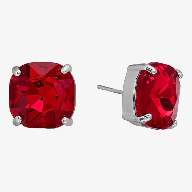 Sparkle Allure Green Crystal 11.9mm Square Stud Earrings