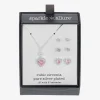 Sparkle Allure Halo Womens Pink Cubic Zirconia Pure Silver Over Brass Heart 2-pc. Jewelry Set