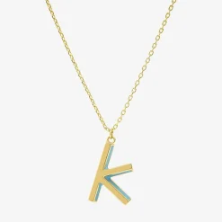 Sparkle Allure Initial Womens 14K Gold Over Brass 16 Inch Pendant Necklace