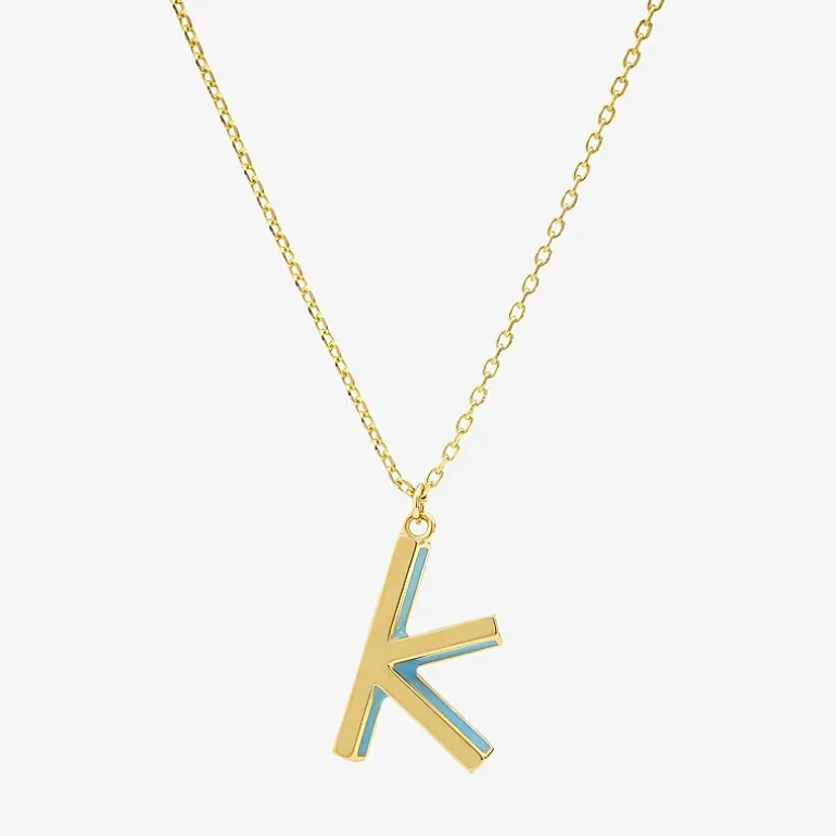 Sparkle Allure Initial Womens 14K Gold Over Brass 16 Inch Pendant Necklace