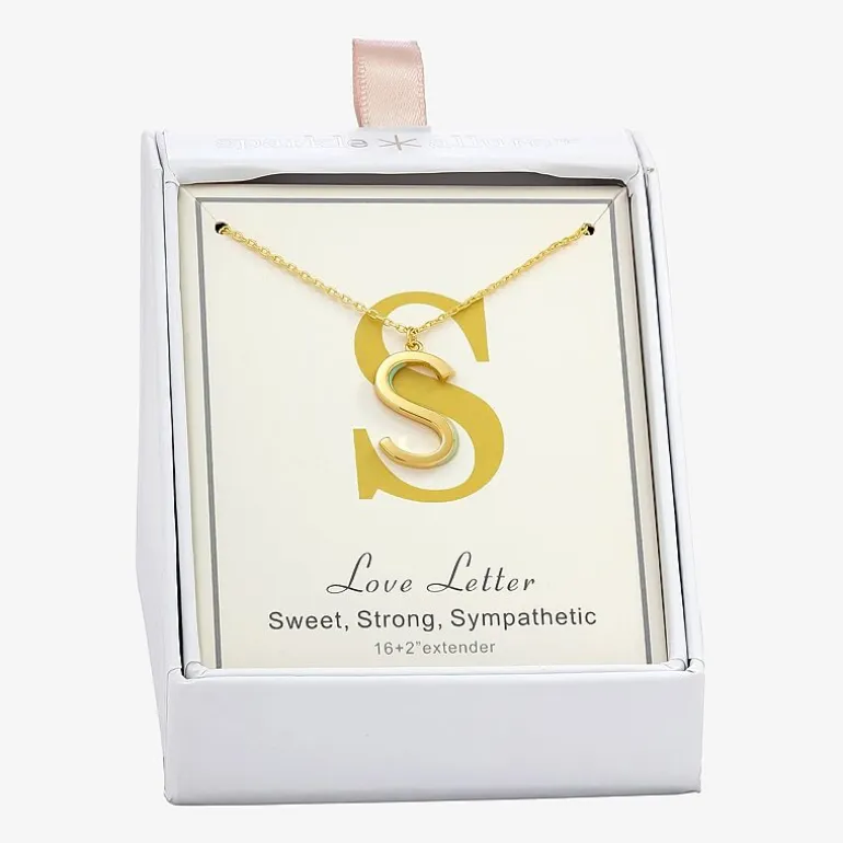 Sparkle Allure Initial Womens 14K Gold Over Brass 16 Inch Pendant Necklace