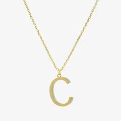 Sparkle Allure Initial Womens 14K Gold Over Brass 16 Inch Pendant Necklace