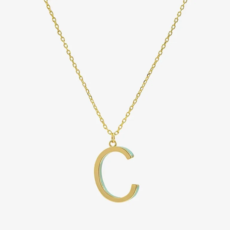 Sparkle Allure Initial Womens 14K Gold Over Brass 16 Inch Pendant Necklace