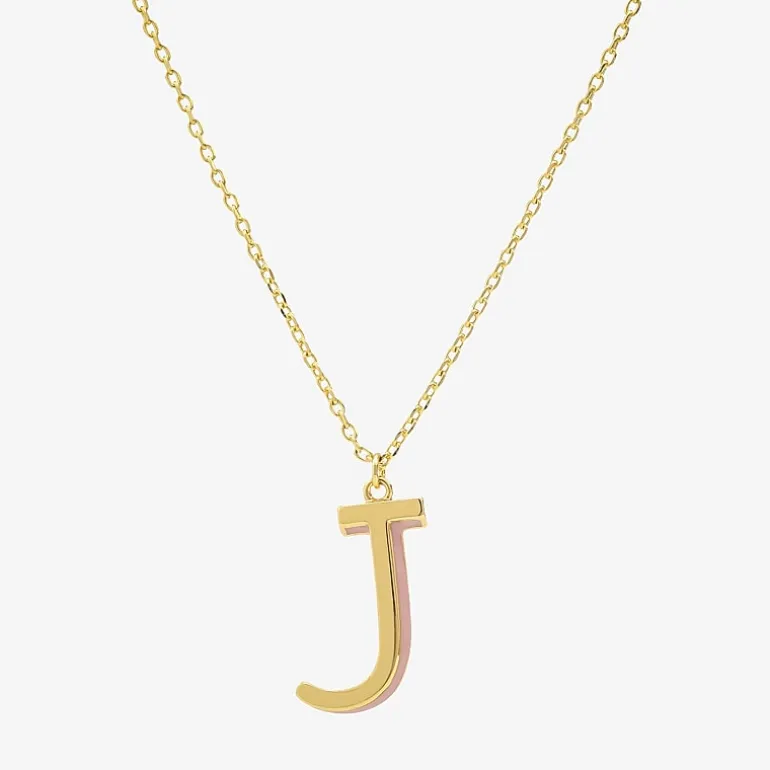 Sparkle Allure Initial Womens 14K Gold Over Brass 16 Inch Pendant Necklace