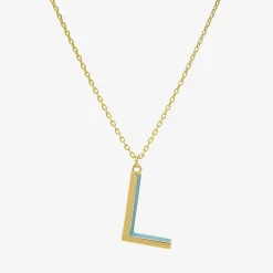 Sparkle Allure Initial Womens 14K Gold Over Brass 16 Inch Pendant Necklace