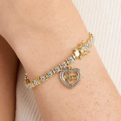 Sparkle Allure Mom Womens Natural White Diamond Accent Heart 7.25 Inch Tennis Bracelet