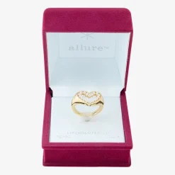 Sparkle Allure Open Womens White Simulated Pearl 14K Gold Over Brass Heart Signet Ring