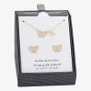 Sparkle Allure Pave Womens Cubic Zirconia 14K Gold Over Brass Butterfly 2-pc. Jewelry Set