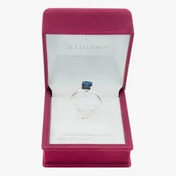 Sparkle Allure Solitaire Womens Blue Crystal Pure Silver Over Brass Oval Cocktail Ring