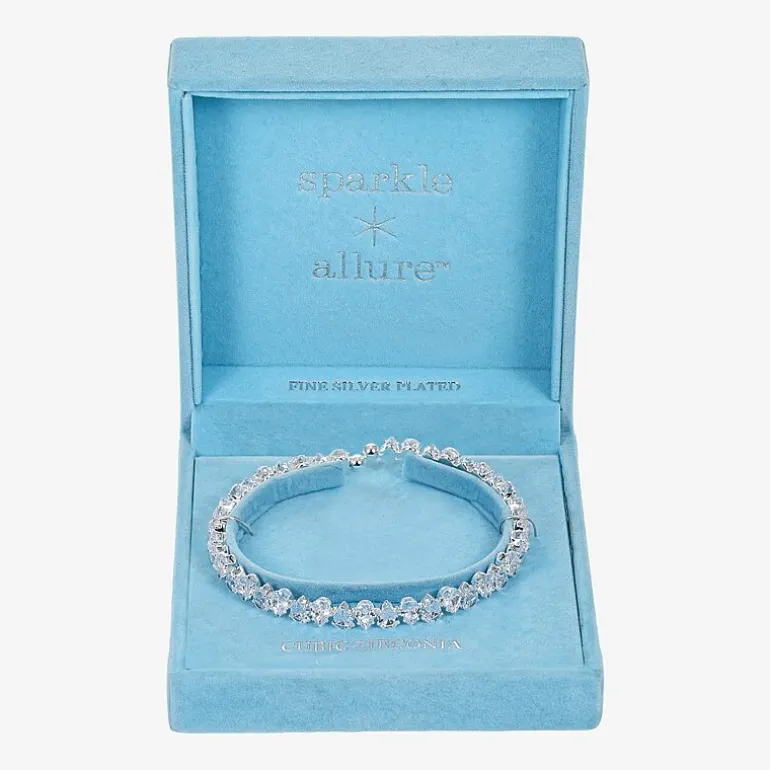 Sparkle Allure Tennis Womens Cubic Zirconia Pure Silver Over Brass Wrap Bracelet