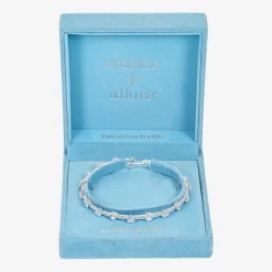 Sparkle Allure Tennis Womens Cubic Zirconia Pure Silver Over Brass Wrap Bracelet