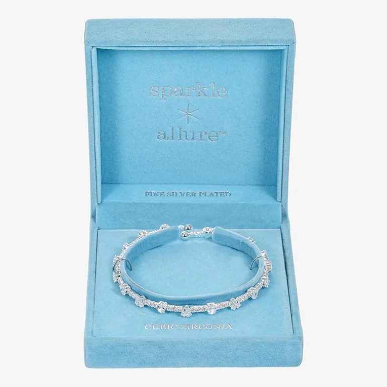 Sparkle Allure Tennis Womens Cubic Zirconia Pure Silver Over Brass Wrap Bracelet