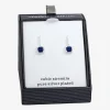 Sparkle Allure Womens Blue Crystal Pure Silver Over Brass Drop Earrings