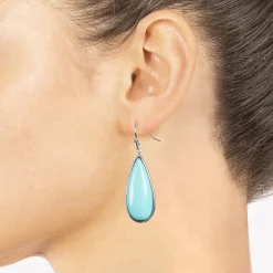 Sparkle Allure Womens Blue Howlite Pure Silver Over Brass Pear Drop Earrings