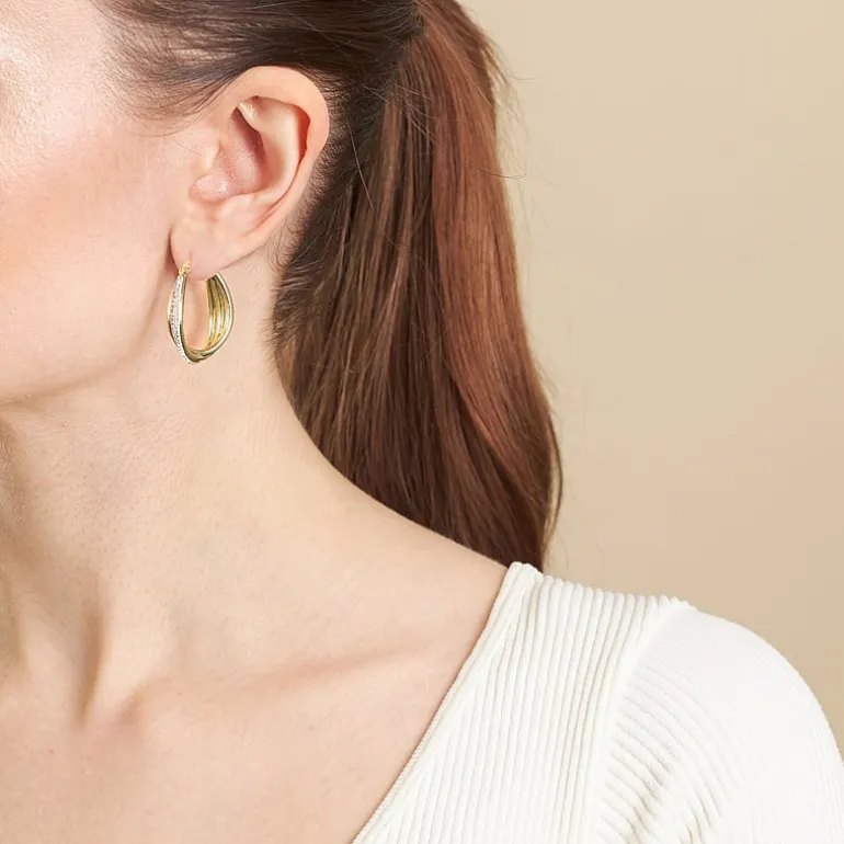 Sparkle Allure Womens Crystal 24K Gold Over Brass 32mm Hoop Earrings