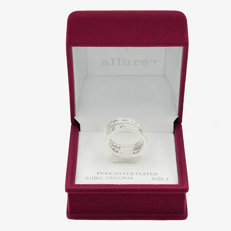 Sparkle Allure Womens Crystal Pure Silver Over Brass Eternity Ring Set