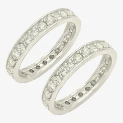 Sparkle Allure Womens Crystal Pure Silver Over Brass Eternity Ring Set