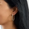 Sparkle Allure Womens Crystal 14K Gold Over Brass 36mm Hoop Earrings