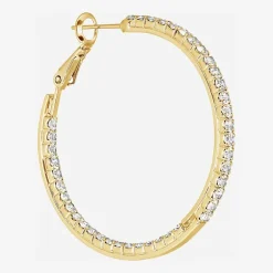 Sparkle Allure Womens Crystal 14K Gold Over Brass 36mm Hoop Earrings