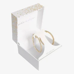 Sparkle Allure Womens Crystal 14K Gold Over Brass 36mm Hoop Earrings