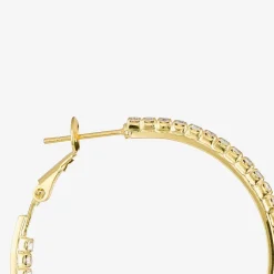 Sparkle Allure Womens Crystal 14K Gold Over Brass 36mm Hoop Earrings