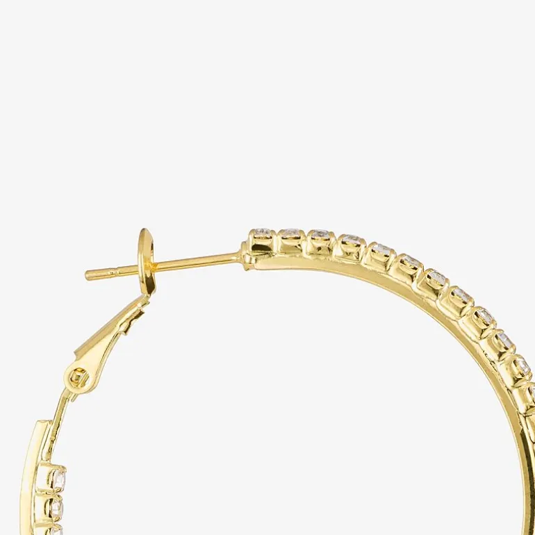 Sparkle Allure Womens Crystal 14K Gold Over Brass 36mm Hoop Earrings