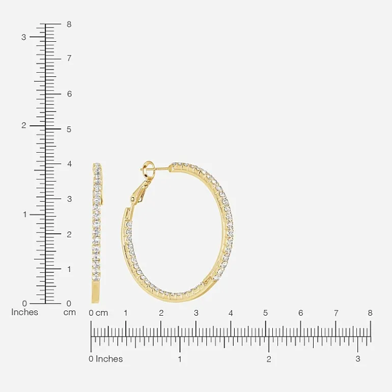 Sparkle Allure Womens Crystal 14K Gold Over Brass 36mm Hoop Earrings